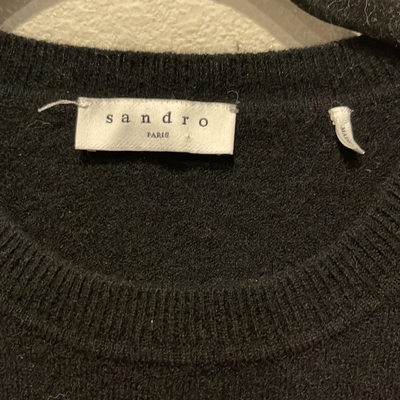 Sandro Paris| Charles Dream Pearl Wool Cashmere Blend Black Sweater| Small/1 - Picture 4 of 7